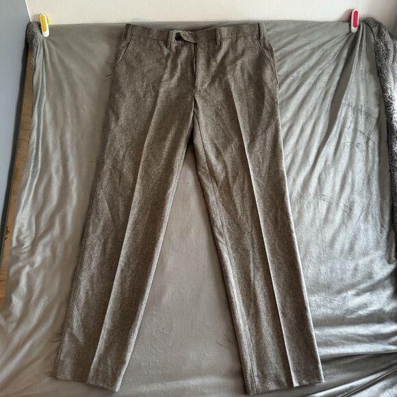 J McLaughlin Virgin Wool Beige Tan Pleated Dress Pants sz 38 EUC Mens - Picture 1 of 11